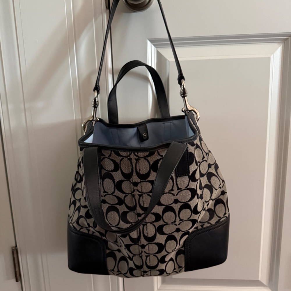Coach black and gray shoulder bag.  Like new. - Picture 2 of 7